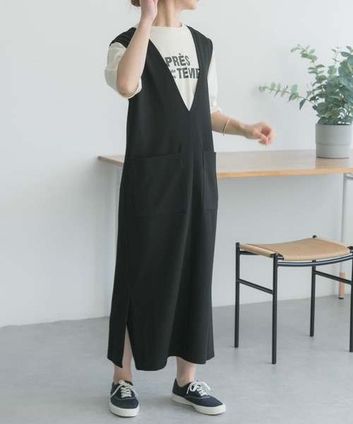 FORK&SPOON(フォークアンドスプーン)の「FORK&SPOON カットツイル2WAYジャンパースカート(ワンピース・レディース・ブラック/ベージュ系その他・1/2)」の22枚目の写真