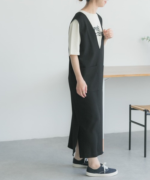 FORK&SPOON(フォークアンドスプーン)の「FORK&SPOON カットツイル2WAYジャンパースカート(ワンピース・レディース・ブラック/ベージュ系その他・1/2)」の6枚目の写真