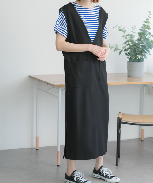 FORK&SPOON(フォークアンドスプーン)の「FORK&SPOON カットツイル2WAYジャンパースカート(ワンピース・レディース・ブラック/ベージュ系その他・1/2)」の14枚目の写真