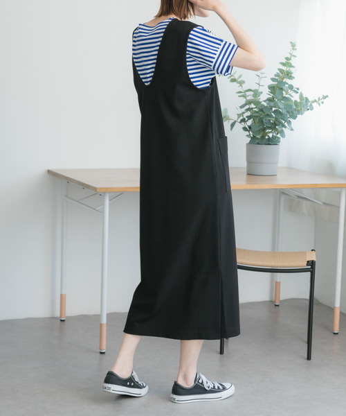 FORK&SPOON(フォークアンドスプーン)の「FORK&SPOON カットツイル2WAYジャンパースカート(ワンピース・レディース・ブラック/ベージュ系その他・1/2)」の10枚目の写真