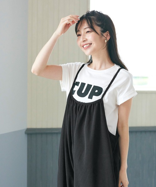 セール】カットジョーゼットサロペットワイドパンツ（サロペット