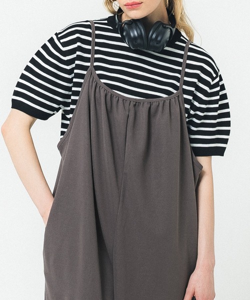 coca（coca）（コカ）の「カットジョーゼットサロペットワイドパンツ（サロペット/オーバーオール・レディース・ブラック/チャコール・M/L）」の8枚目の写真