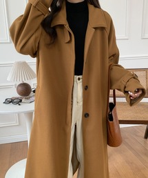 ECLIN | オーバーサイズスタンドカラーメルトンロングコート(チェスターコート)