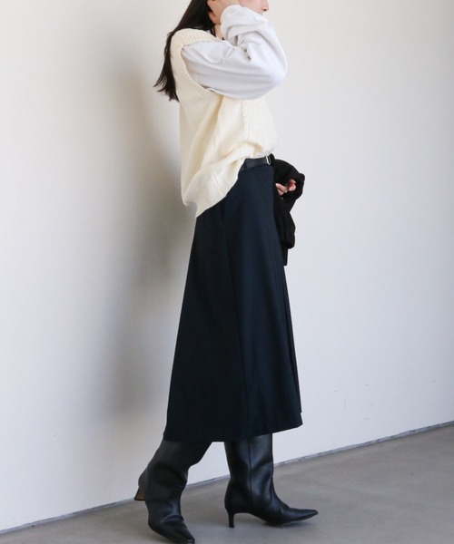gossip!ロサンゼルス(ゴシップロサンゼルス)の「ケーブルニット Vネックベスト(ベスト・レディース・ボルドー/ネイビー/オフホワイト・FREE)」の6枚目の写真