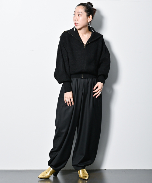 CITYSHOP(シティーショップ)の「VOLUME WOOL パンツ(スラックス・レディース・ブラック/グレー・36/38)」の5枚目の写真