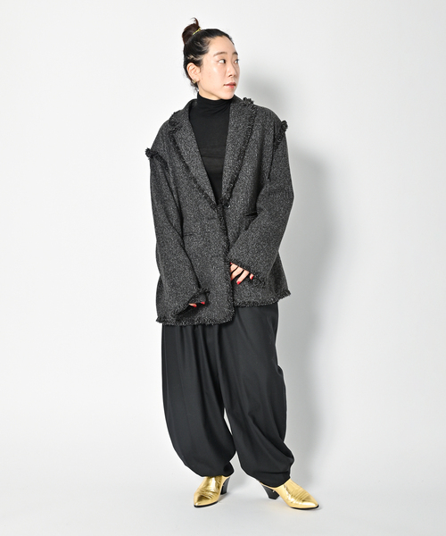 CITYSHOP(シティーショップ)の「VOLUME WOOL パンツ(スラックス・レディース・ブラック/グレー・36/38)」の11枚目の写真