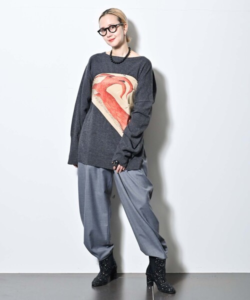 CITYSHOP(シティーショップ)の「VOLUME WOOL パンツ(スラックス・レディース・ブラック/グレー・36/38)」の16枚目の写真