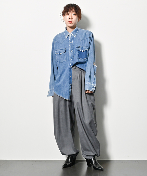 CITYSHOP(シティーショップ)の「VOLUME WOOL パンツ(スラックス・レディース・ブラック/グレー・36/38)」の19枚目の写真