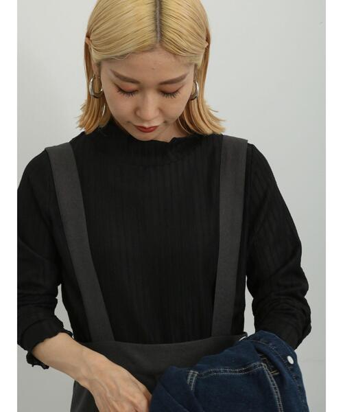 Samansa Mos2 blue(サマンサモスモスブルー)の「ハイネックシアーロンT(Tシャツ/カットソー・レディース・ブラック/キナリ/イエロー・F)」の2枚目の写真