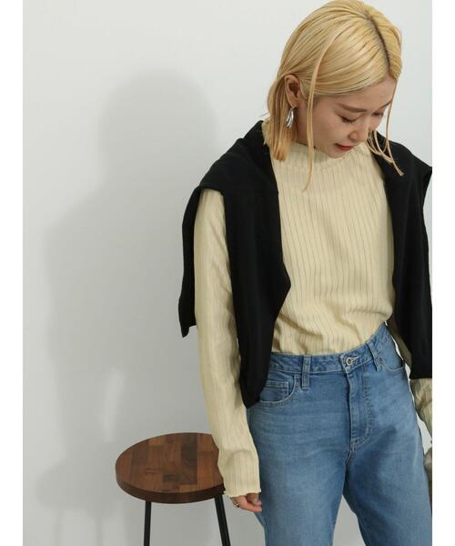 Samansa Mos2 blue(サマンサモスモスブルー)の「ハイネックシアーロンT(Tシャツ/カットソー・レディース・ブラック/キナリ/イエロー・F)」の9枚目の写真