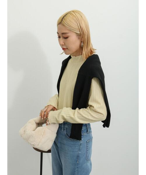 Samansa Mos2 blue(サマンサモスモスブルー)の「ハイネックシアーロンT(Tシャツ/カットソー・レディース・ブラック/キナリ/イエロー・F)」の11枚目の写真