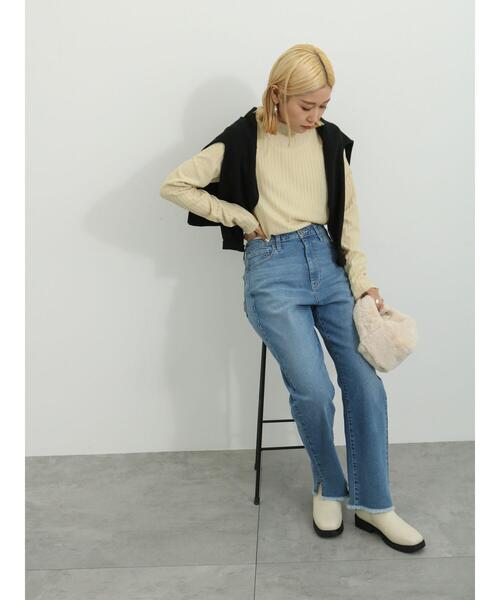 Samansa Mos2 blue(サマンサモスモスブルー)の「ハイネックシアーロンT(Tシャツ/カットソー・レディース・ブラック/キナリ/イエロー・F)」の20枚目の写真