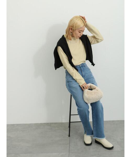 Samansa Mos2 blue(サマンサモスモスブルー)の「ハイネックシアーロンT(Tシャツ/カットソー・レディース・ブラック/キナリ/イエロー・F)」の21枚目の写真