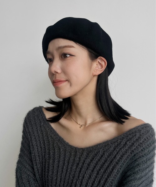 Heather(ヘザー)の「フェルトベレー 987316(ハンチング/ベレー帽・レディース・グレー/ブラック・ONE SIZE)」の2枚目の写真