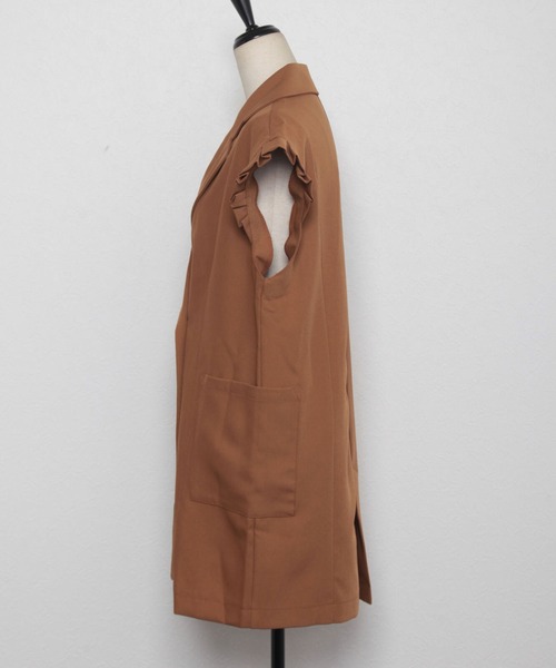 ANOTHER S(アナザーエス)の「プリーツフレンチ袖ダブルテーラードベストジレ(スーツベスト・レディース・キャメル/ブラック/グレー・FREE)」の8枚目の写真