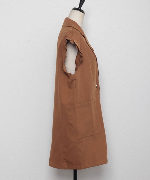 ANOTHER S(アナザーエス)の「プリーツフレンチ袖ダブルテーラードベストジレ(スーツベスト・レディース・キャメル/ブラック/グレー・FREE)」の12枚目の写真