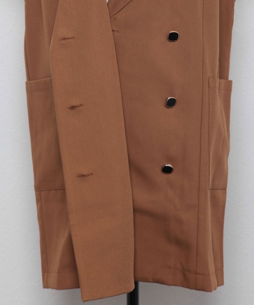 ANOTHER S(アナザーエス)の「プリーツフレンチ袖ダブルテーラードベストジレ(スーツベスト・レディース・キャメル/ブラック/グレー・FREE)」の18枚目の写真