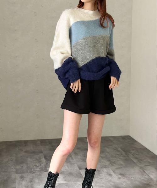 Per sist ence（パーシエンス）の「ウールモヘアタッチインターシャプルオーバー（ニット/セーター・レディース・ブルー/ブラック/ピンク・FREE）」の19枚目の写真