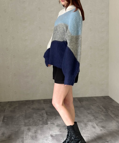 Per sist ence（パーシエンス）の「ウールモヘアタッチインターシャプルオーバー（ニット/セーター・レディース・ブルー/ブラック/ピンク・FREE）」の21枚目の写真