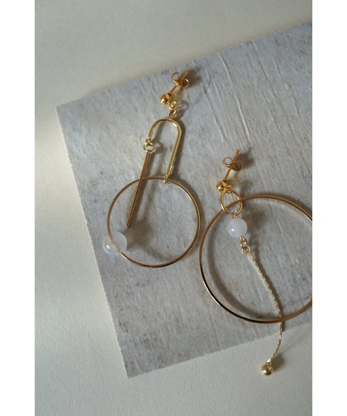 tone(トーン)の「【Agaro】No.373p 天然石 アシンメトリー サージカルステンレスピアス(MA)(ピアス(両耳用)・レディース・その他1/ゴールド/シルバー系その他・FREE)」の4枚目の写真