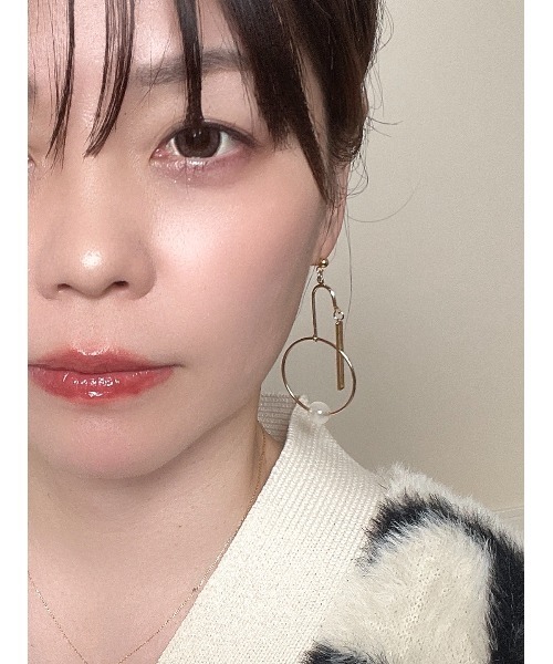 tone(トーン)の「【Agaro】No.373p 天然石 アシンメトリー サージカルステンレスピアス(MA)(ピアス(両耳用)・レディース・その他1/ゴールド/シルバー系その他・FREE)」の8枚目の写真
