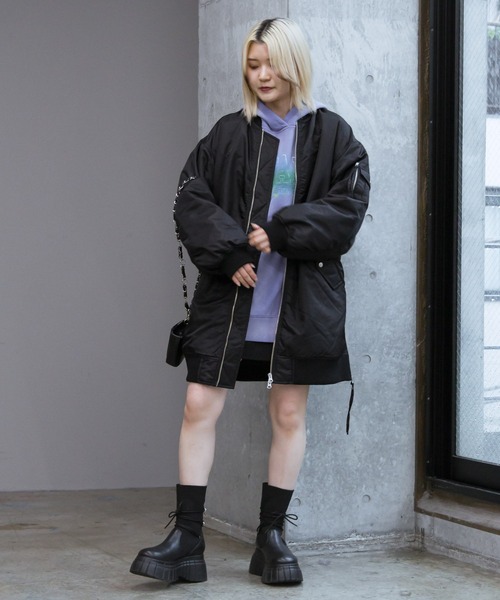 PAGEBOY（ページボーイ）の「ロングMA-1（MA-1・レディース・ブラック/カーキ・FREE）」の9枚目の写真