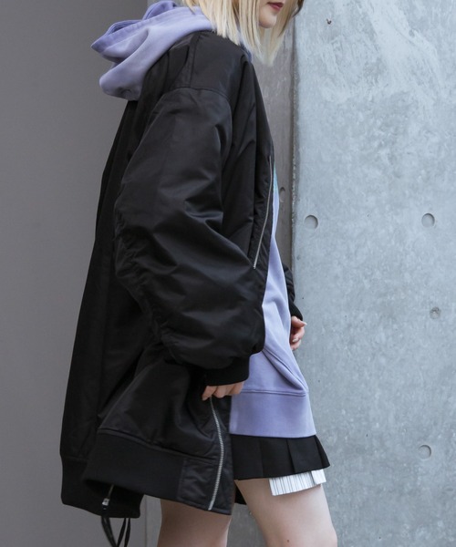 PAGEBOY（ページボーイ）の「ロングMA-1（MA-1・レディース・ブラック/カーキ・FREE）」の7枚目の写真