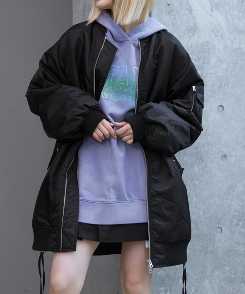 PAGEBOY（ページボーイ）の「ロングMA-1（MA-1・レディース・ブラック/カーキ・FREE）」の4枚目の写真