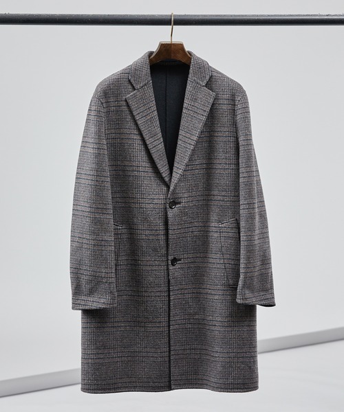 ABAHOUSE（アバハウス）の「【super120s】ウールリバー チェスターコート（チェスターコート・メンズ・ブラック/グレイッシュベージュ/グレイッシュブルー/セージグリーン/グレー・44/46/48/50）」の3枚目の写真