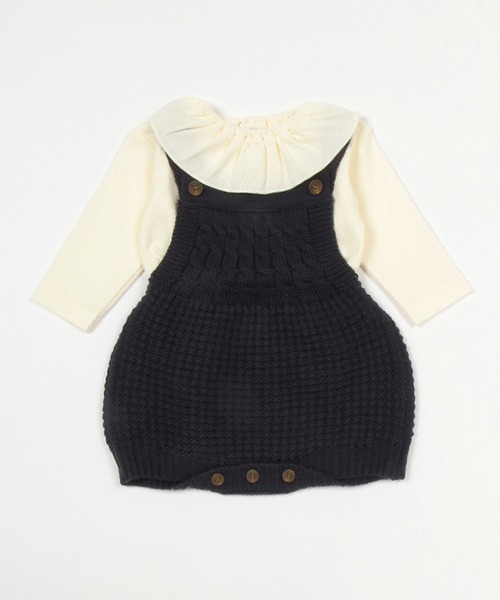 ニットサロペットセットアップ（ロンパース）｜petit main