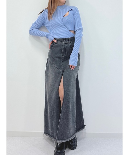 DURAS（デュラス）の「2wayデザインレイヤードニット（ニット/セーター・レディース・ネイビー/サックスブルー/ブラック・FREE）」の21枚目の写真