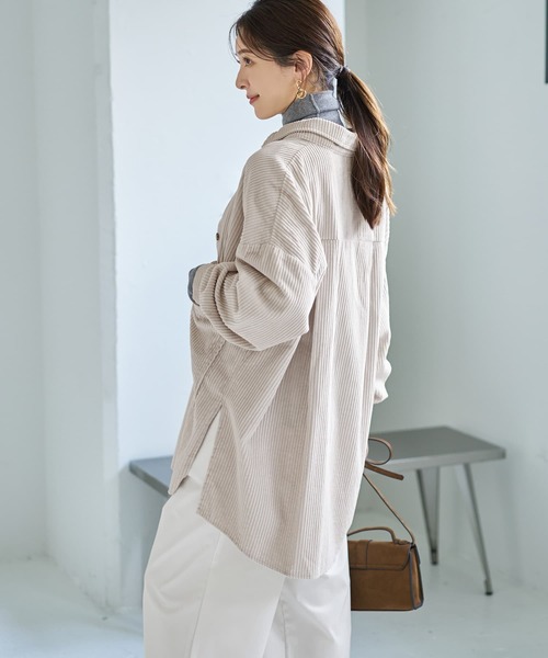 STYLE DELI（スタイルデリ）の「【LUXE】コーデュロイシャツジャケット（その他アウター・レディース・ダークグレー/モカ/ホワイト系その他・FREE）」の7枚目の写真