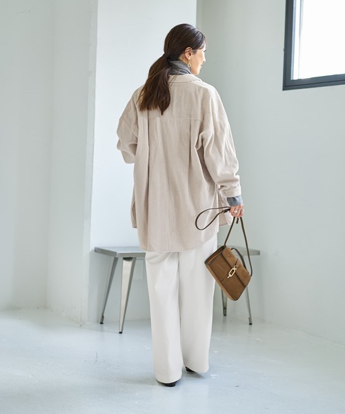 STYLE DELI（スタイルデリ）の「【LUXE】コーデュロイシャツジャケット（その他アウター・レディース・ダークグレー/モカ/ホワイト系その他・FREE）」の8枚目の写真