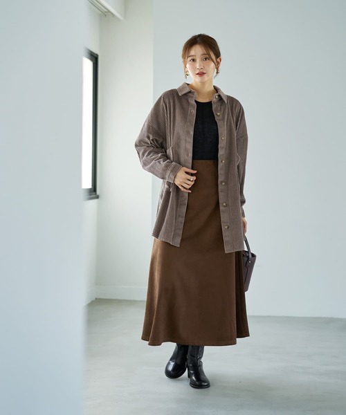 STYLE DELI（スタイルデリ）の「【LUXE】コーデュロイシャツジャケット（その他アウター・レディース・ダークグレー/モカ/ホワイト系その他・FREE）」の11枚目の写真