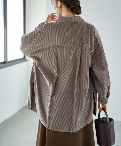 STYLE DELI（スタイルデリ）の「【LUXE】コーデュロイシャツジャケット（その他アウター・レディース・ダークグレー/モカ/ホワイト系その他・FREE）」の13枚目の写真