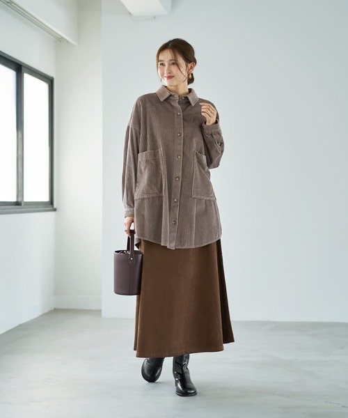 STYLE DELI（スタイルデリ）の「【LUXE】コーデュロイシャツジャケット（その他アウター・レディース・ダークグレー/モカ/ホワイト系その他・FREE）」の15枚目の写真