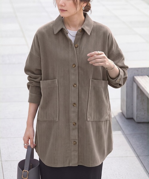 STYLE DELI(スタイルデリ)の「【LUXE】コーデュロイシャツジャケット(その他アウター・レディース・ダークグレー/モカ/ホワイト系その他・FREE)」の7枚目の写真