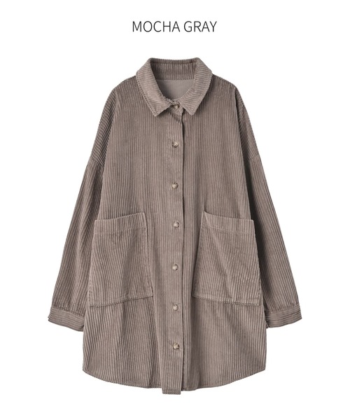 STYLE DELI(スタイルデリ)の「【LUXE】コーデュロイシャツジャケット(その他アウター・レディース・ダークグレー/モカ/ホワイト系その他・FREE)」の11枚目の写真