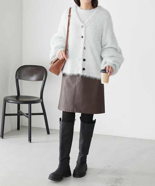 BONLECILL(ボンルシール)の「【アンサンブル対応可能】ラメシャギークロップドニットプルオーバー(ニット/セーター・レディース・ブルー/アイボリー/ベージュ/チャコールグレー・FREE)」の13枚目の写真