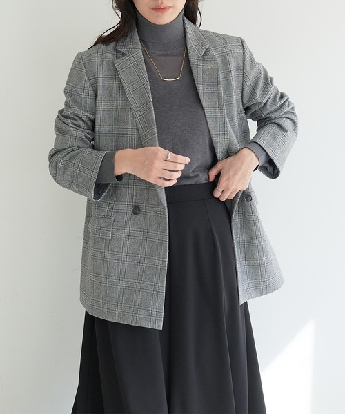 for/c(フォーシー)の「テーラードダブルジャケット【サスティナブル】(その他アウター・レディース・ブラック/チェック・M/L)」の5枚目の写真