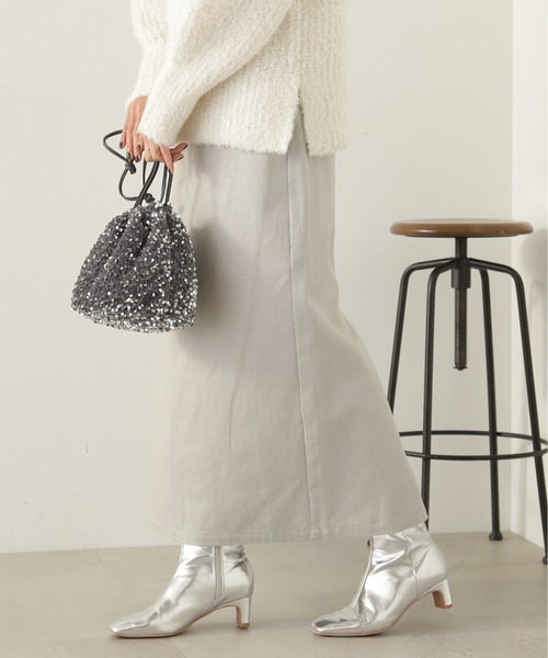 N.(N. Natural Beauty Basic)(エヌエヌナチュラルビューティーベーシック)の「【S Size Line】◆グリッタープリントロングスカート(スカート・レディース・グレー/クリーム・MEDIUM/SMALL)」の2枚目の写真