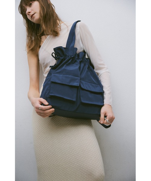 【美品】Kitamura 2way リュック　トートバッグ　ネイビー　ナイロン 美品】Kitamura 2way リュックトートバッグネイビーナイロン