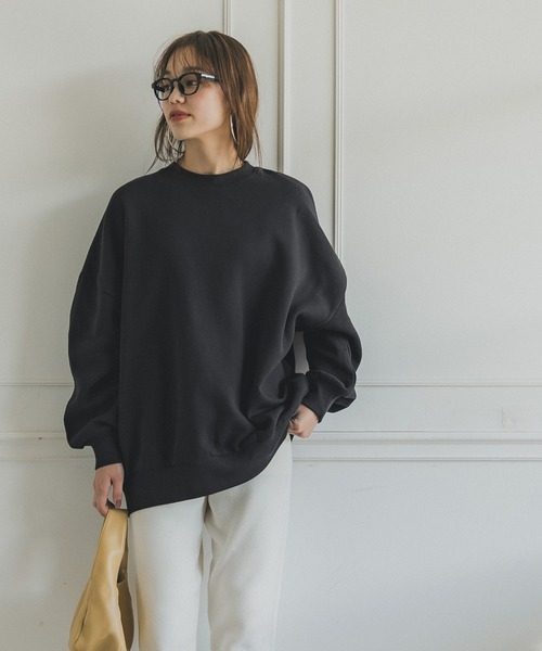 coca(coca)(コカ)の「【WEB限定セール】裏起毛オーバーサイズトップス(スウェット・レディース・ブラック/アイボリー・M/L)」の9枚目の写真