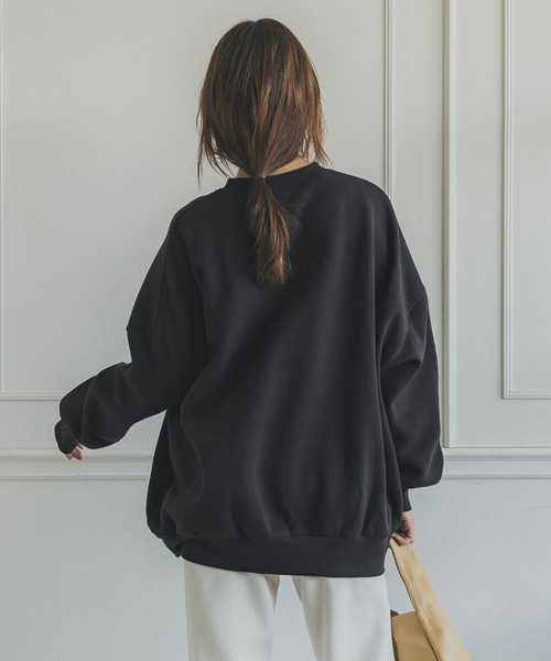 coca(coca)(コカ)の「【WEB限定セール】裏起毛オーバーサイズトップス(スウェット・レディース・ブラック/アイボリー・M/L)」の11枚目の写真