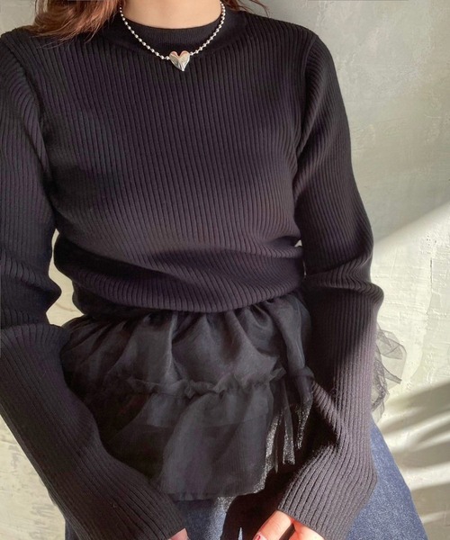 LOWRYS FARM(ローリーズファーム)の「リブニットプルオーバーLS 995339(ニット/セーター・レディース・チャコールグレー/その他/アイボリー/ブラック・FREE)」の7枚目の写真