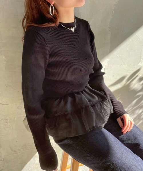 LOWRYS FARM(ローリーズファーム)の「リブニットプルオーバーLS 995339(ニット/セーター・レディース・チャコールグレー/その他/アイボリー/ブラック・FREE)」の8枚目の写真