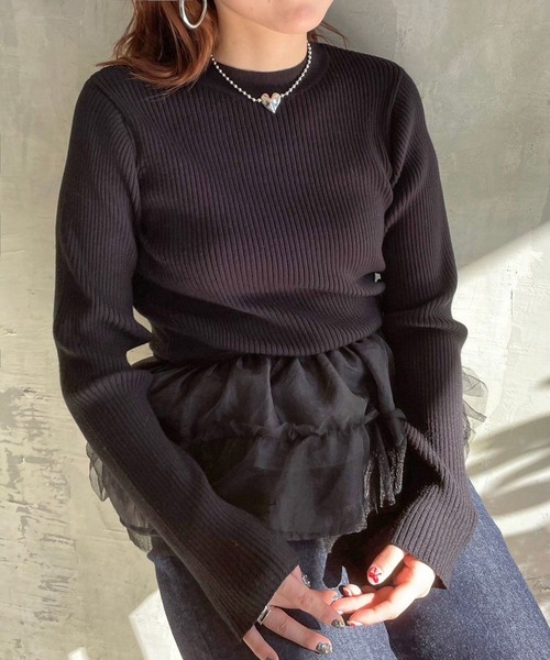 LOWRYS FARM(ローリーズファーム)の「リブニットプルオーバーLS 995339(ニット/セーター・レディース・チャコールグレー/その他/アイボリー/ブラック・FREE)」の9枚目の写真