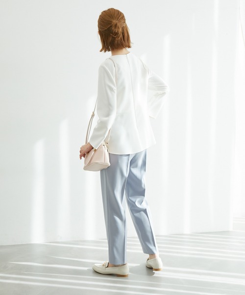 ROPE' PICNIC（ロペピクニック）の「【360°ウルトラストレッチ】セットアップ対応/ペプラムブラウス（シャツ/ブラウス・レディース・イエロー系その他3/ネイビー/ホワイト・38/40）」の11枚目の写真