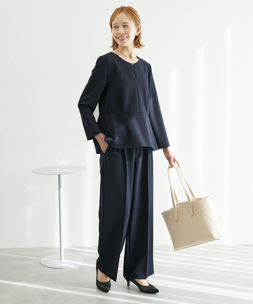 ROPE' PICNIC（ロペピクニック）の「【360°ウルトラストレッチ】セットアップ対応/ペプラムブラウス（シャツ/ブラウス・レディース・イエロー系その他3/ネイビー/ホワイト・38/40）」の17枚目の写真