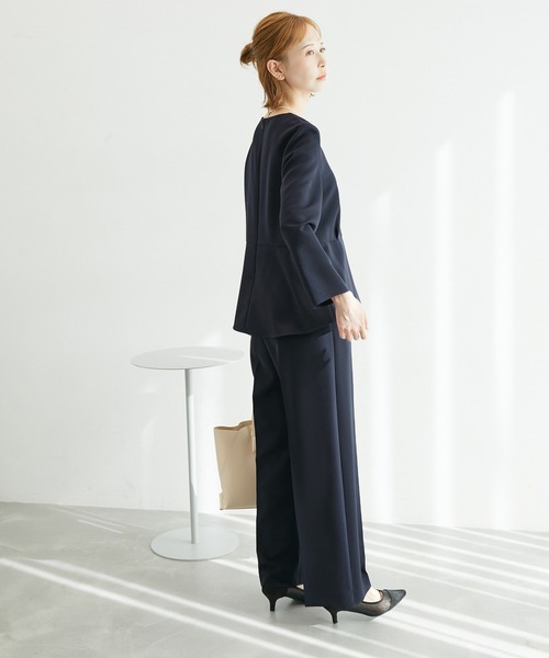 ROPE' PICNIC（ロペピクニック）の「【360°ウルトラストレッチ】セットアップ対応/ペプラムブラウス（シャツ/ブラウス・レディース・イエロー系その他3/ネイビー/ホワイト・38/40）」の18枚目の写真